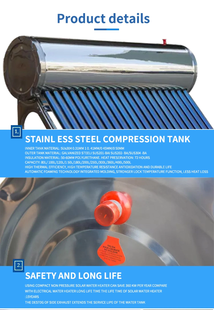 Zy-1CS New Stainless Stand Solar Water Heater