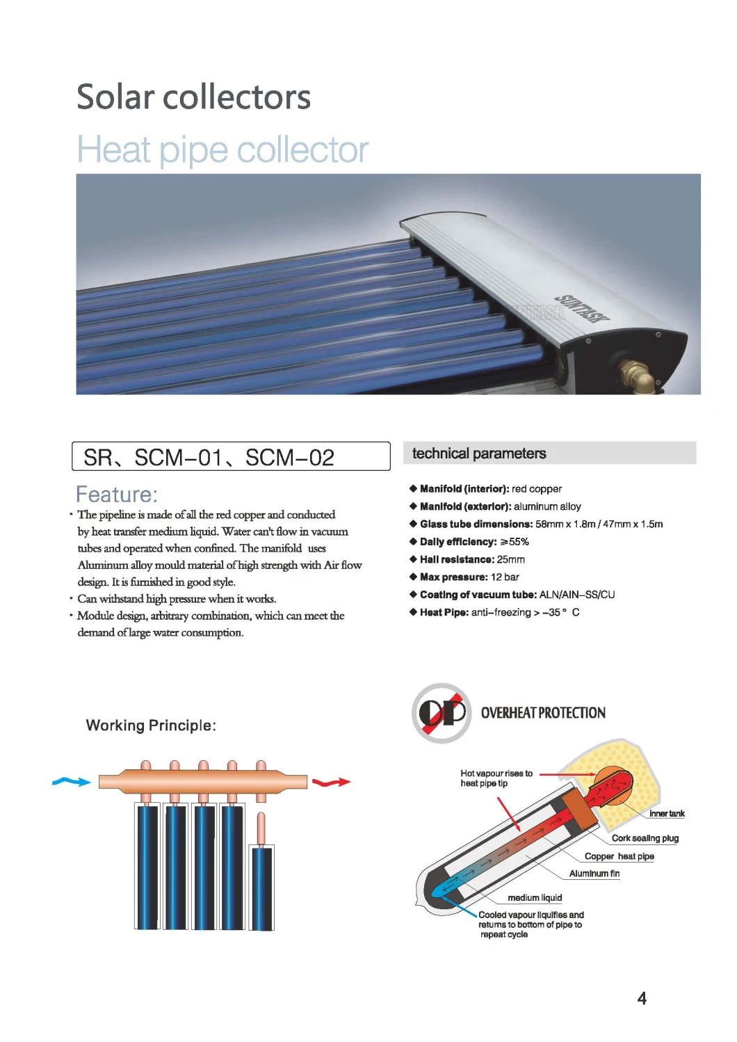 Pressure Solar Energy Vacuum Tube Collectors